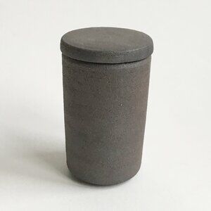 Grog Ceramic Brown Cylindrical Lidded Trinket Caddy Canister Jar Art Pottery